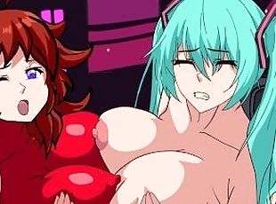 Friday Night Funkin Animation MIKU and GF Rubbing and Fingering Their Tits and Asses On Stage