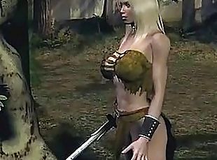 Animated Blonde Babe With Her Sword