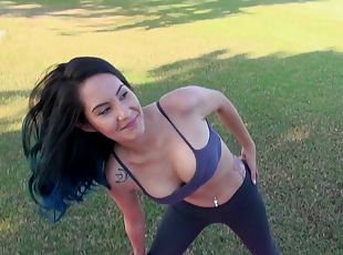 He takes home a sporty yoga babe for hot dick riding porn
