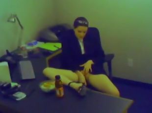 Security camera captures cute girl masturbating