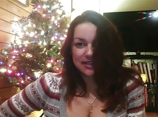 veľké-prsia, webkamera, vianoce, bruneta