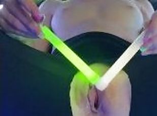 Penetrated by those glowsticks (Full clip on my Fansly)