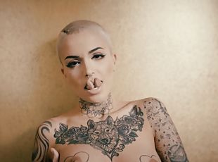 pussy, blowjob, hardcore, pornostjerne, par, gal, knulling-fucking, naturlig, cowgirl, tattoo