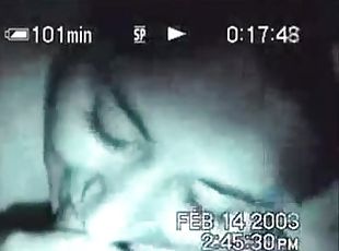 Night-vision video of a GF giving a blowjob to her BF