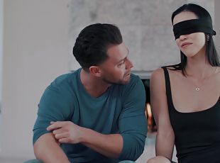 Blind folded beauty receives the dick she always craved for