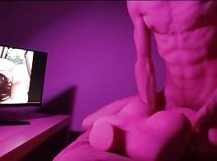 Angela White threesome FFM tribute fucking and cumming inside sex doll while watching porn
