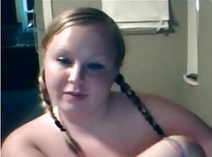 Young chubby masturbates and fucked her shaved pussy