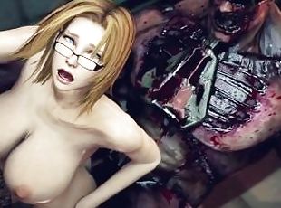 Investigation went wrong. Animated blonde in glasses and stockings is fucked by bandits and monsters