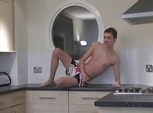 Cute British boy does a striptease