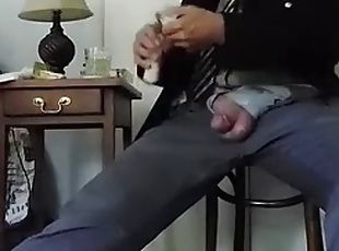 Military officer loves to smoke a pipe and cum