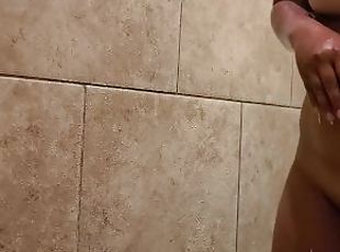 Caught in shower Asian teen