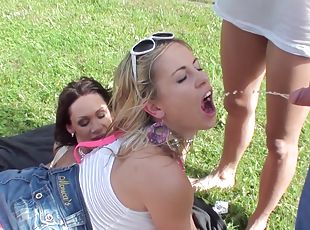 Hardcore outdoor group sex with piss drinking glamour sluts