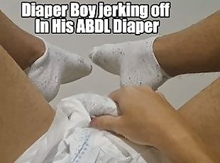 Diaper Boy jerking off In His ABDL Diaper