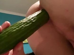 masturbation, orgasm, anal, leksak, knullande, rövknull, kuk, införande, grönsak