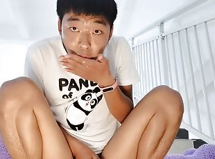 Asian boys Amateur twink boy from China Masturbation college stairs cute teen