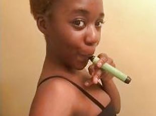 Classy Elegant Small Boobs Ebony Darkskin Girl Smoking Vape And Being Sexy… SMOKESESSION