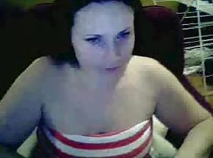 Webcam chubby has big tits in tube top