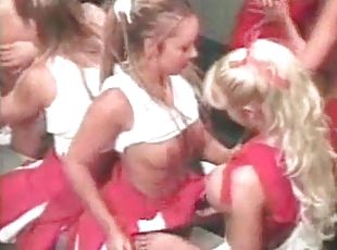 Lesbian cheerleader orgy gets going