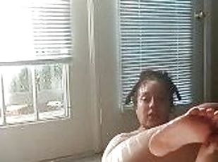 Butt Naked In Front Of Patio Door, Sucking on A Banana, Twerking, and Lots Of Squirt W Phat Pussy