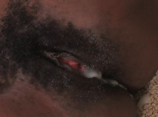 White dick fucks a hot creampie into her black pussy