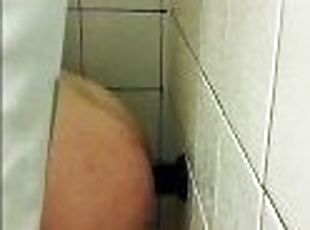 Slut Caught In The Shower By Her Roommate Fucking Her Ass With A Suction Dildo