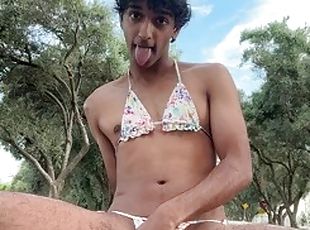 Buttslutboytoy takes off her bikini in public ALMOST CAUGHT!