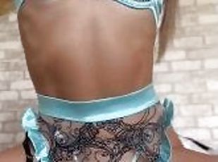 Beauty plays with her pussy in nice lingerie. Custom for my fan