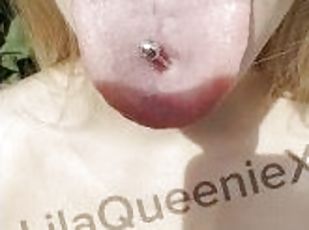 Lila's big long pierced tongue fetish hocking and spitting loogie
