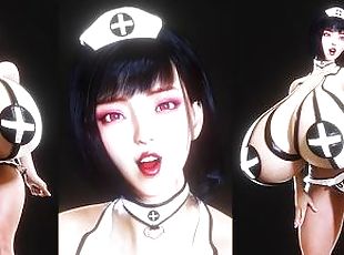 Undead Nurse uses her burdensomely HEAVY MILKBAGS to help her patient![Massive Tits Creampie]