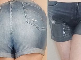Big Booty Wetting & Frontal Rewetting Denim Shorts! ( omorashi / wetting / ???? )