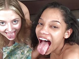 Interracial FFM threesome with cum in mouth ending for hotties