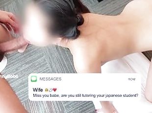 Cheating Japanese exchange student blowjob