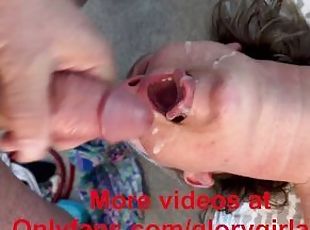 Hotwife Milf gets throat fucked, facial and swallows