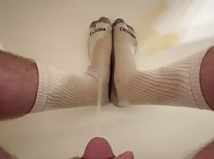 mijando, gay, pés, italiana, fetiche, sozinho, molhado, roupa-interior