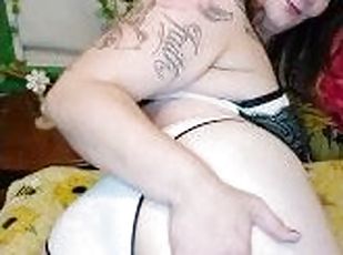 store-pupper, anal, mamma, bbw, fingret, søt, rumpe-butt, alene, hvit, tattoo