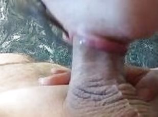 Young wife takes a thick cock deep in her throat