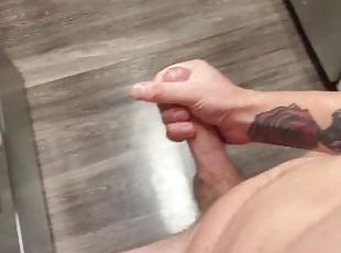 Jerking in my kitchen leads to a massive cum shot on the floor