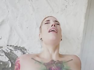 Inked latina pulled for public sex after bj