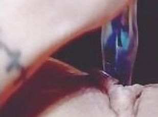 Fucking My Shaved Pierced Wet Pussy With All My Glass Toys