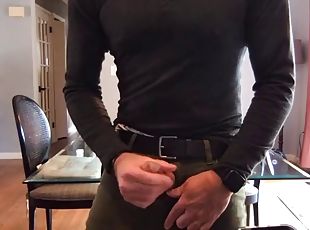 Standing masturbation in my dining room, verbal and intense orgasm and ejaculation! Im demonstrating a new lube!